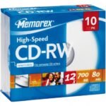 Boite de 10 CD-RW 700MB MEMOREX  12X avec Pochette