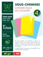 Paquet de 100 sous-chemises bulle PAPILLON A4 - 80 g - 24 x 32 cm coloris au choix