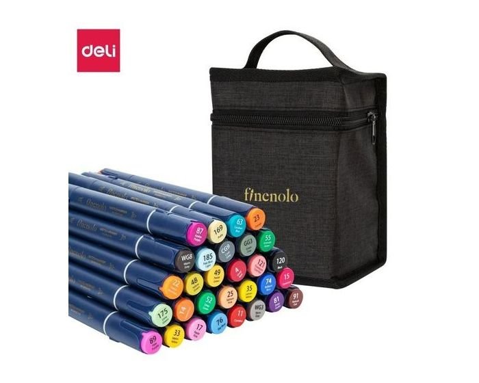 1_33.jpg BOITE DE 30 MARQUEURS PERMANENTS SKETCH DELI E70806-30 à Double Tête d'écriture POINTE OGIVE & BISEAUTÉE Haute qualité – Image 1