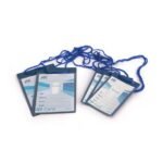 Lot de 100 porte-badges souple + cordons en nylon 70x105 mm