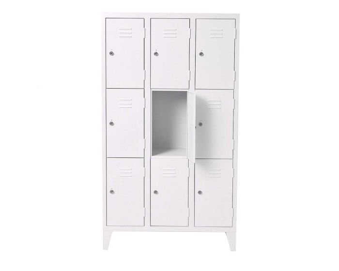 Bloc de vestiaire à 3 colonnes de 9 cases fermeture avec serrure cadenas 198*90*45 coloris au choix – Image 5