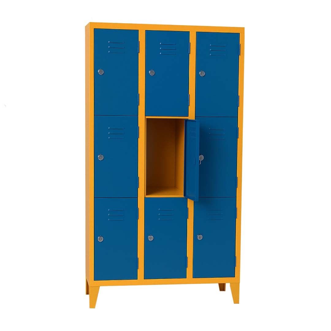 Bloc de vestiaire à 3 colonnes de 9 cases fermeture avec serrure cadenas 198*90*45 coloris au choix – Image 2