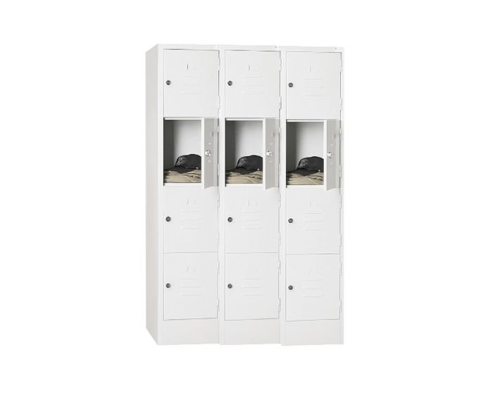 Bloc de Vestiaire Métallique à 3 Colonnes – 12 Cases avec Fermeture Cadenas – H198 × L90 × P45 cm – Coloris au choix – Image 2