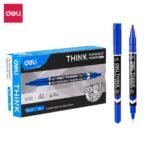 Boîte de 12 marqueurs permanents Deli EU211 – Double pointe 0,5 mm / 1,0 mm – Coloris au choix