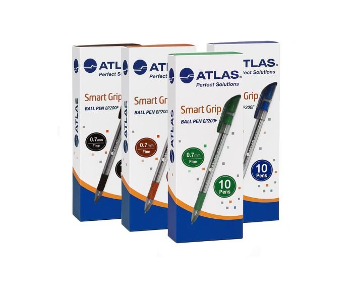 Boite de 10 stylos à Bille Atlas Smart Grip à pointe fine 0.7 mm coloris au choix (BP200F) – Image 7