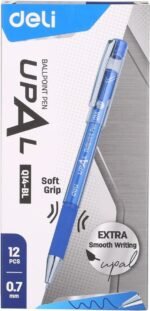 Boite de 12 stylos à bille Deli-EQ14 UPAL Pointe de 0.7 mm coloris au choix – Image 3