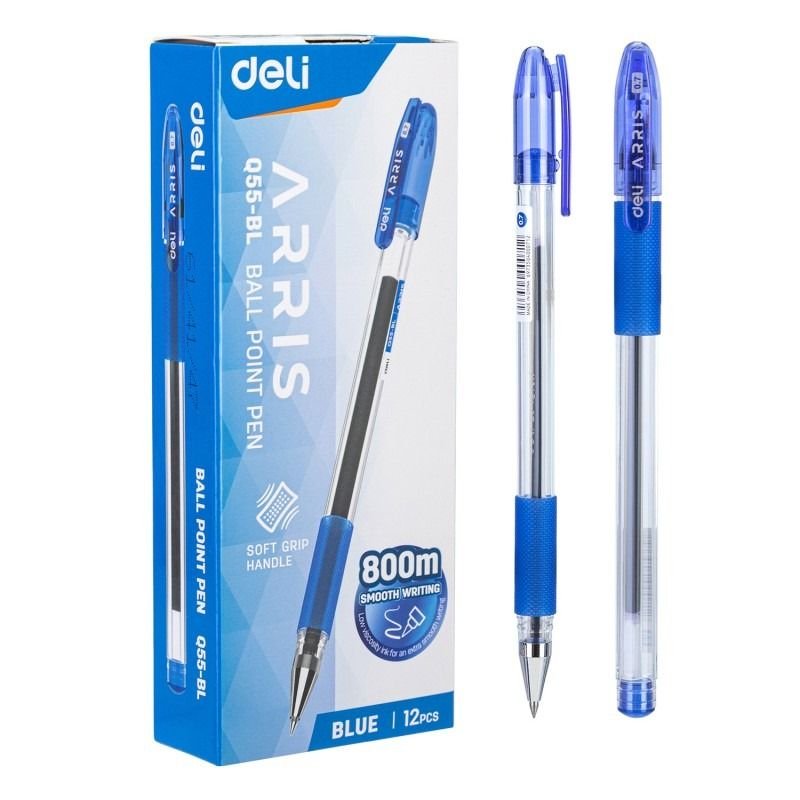 Boite de 12 stylos à bille Deli-EQ55 Arris Pointe de 0.7 mm coloris au choix – Image 5