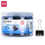 Boite de 24 Pinces à reliure Deli-8563S noire 32 mm