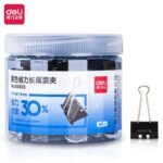 Boite de 40 Pinces à reliure Deli-8565S noire 19 mm – Image 2