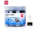 Boite de 40 Pinces à reliure Deli-8565S noire 19 mm