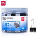 Boite de 40 Pinces à reliure Deli-8565S noire 19 mm