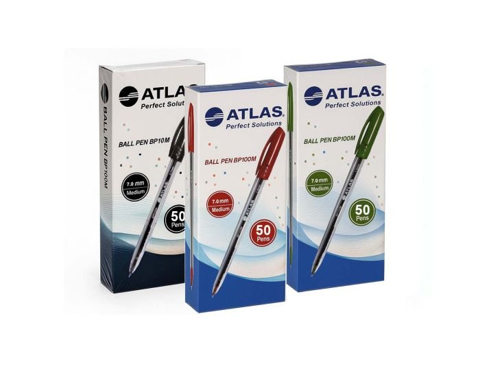 Boite de 50 stylos à Bille Atlas à pointe fine 0.7 mm coloris au choix (BP100F) – Image 4