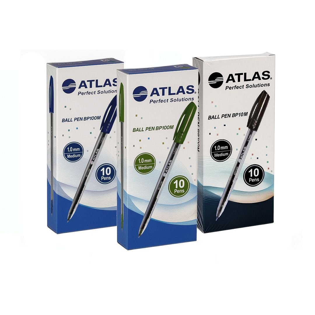 Boite de 50 stylos à Bille Atlas à pointe medium 1.0 mm coloris au choix (BP100M) – Image 3