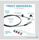 Câble de sécurité HP avec clé pour ordinateur portable, écran, station d'accueil et accessoires (6UW42AA) – Image 2