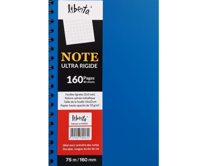 Cahier LIBERTA 8069 Spirale Ultra Rigide 160 pages 16x22 cm Grands carreaux 5x5 – Image 2