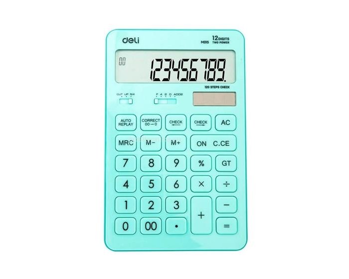 CALCULATEUR DE BUREAU DELI M01531 double puissance grand écran à 12 chiffres – Bleu clair – Image 2