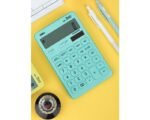 CALCULATEUR DE BUREAU DELI M01531 double puissance grand écran à 12 chiffres – Bleu clair