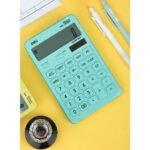 CALCULATEUR DE BUREAU DELI M01531 double puissance grand écran à 12 chiffres – Bleu clair