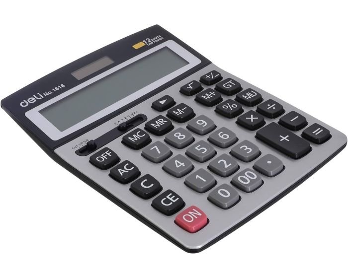 Calculatrice de bureau Deli 1616 - Gris Noir – Image 3