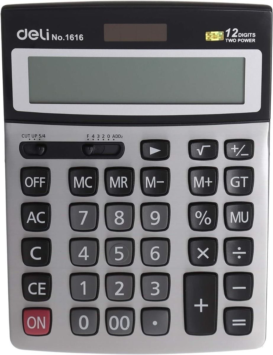 Calculatrice de bureau Deli 1616 - Gris Noir – Image 6