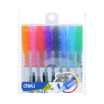 Pochette de 8 stylos rollers encre gel Deli-Q300-8C THINK Pointe de 0.5 MM Assorties