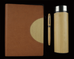 Coffret Agenda VIP 16x22 cm en similicuir Avec une Bouteille Thermos et 1 Accessoire Complet Marron – Image 2