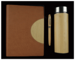 Coffret Agenda VIP 16x22 cm en similicuir Avec une Bouteille Thermos et 1 Accessoire Complet Marron