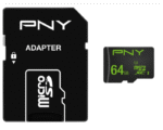 CARTE MÉMOIRE PNY MICROSDHC 64GO 50MB/s AVEC ADAPTATEUR
