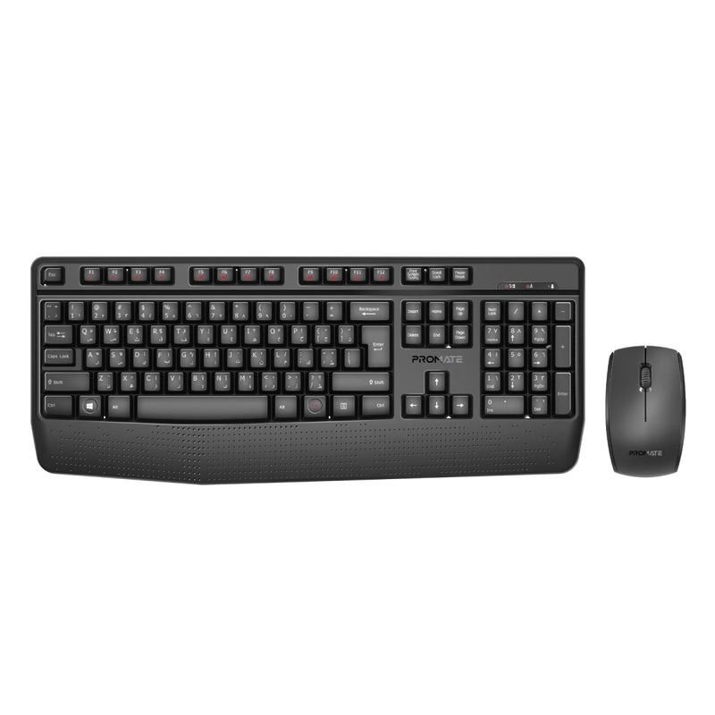 Clavier multimédia ergonomique sans fil avec repose-poignet et souris ambidextre Promate ProCombo-14 – Image 9