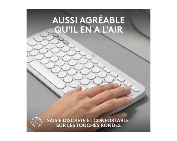 Clavier sans fil LOGITECH Pebble Keys 2 K380s Bluetooth Bouton Easy Switch blanc (920-011804) – Image 2
