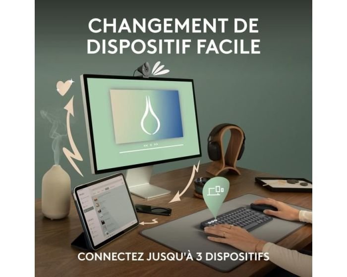 Clavier sans fil LOGITECH Pebble Keys 2 K380s Bluetooth Bouton Easy Switch Graphite (920-011803) – Image 5