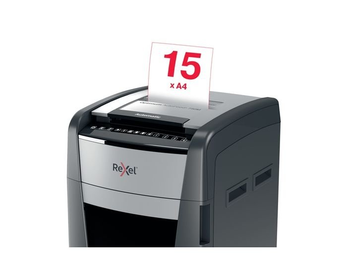 Destructeur de papier automatique Rexel Optimum AutoFeed+ 750M P5 coupe micro 750 feuilles 140 Litres (2020750MEU) – Image 5