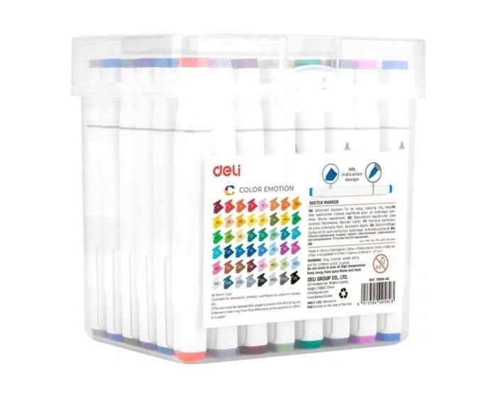ensemble_de_marqueurs_permanents_double_t_te_d_criture_1_mm_48_couleurs_deli_e70801-48_haute_qualit_-_fournipro_3_.jpg Ensemble De Marqueurs permanents À Double Tête d'écriture 1 mm 48 Couleurs Deli E70801-48 Haute qualité – Image 1