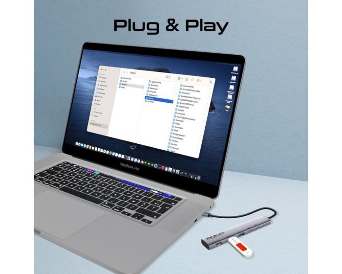 Hub Promate LinkHub-5X USB-C multifonction haute vitesse 4K à 60 Hz avec alimentation 100 W – Image 3