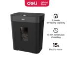 Destructeur De Papier Deli ET023 Coupe croisée 15 Litres 8 Feuilles Noir – Image 2