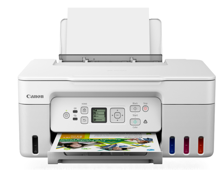Imprimante multifonction Canon PIXMA G3470 à réservoirs rechargeables 3 en 1 - 11 ipm / 6 ipm Wi-Fi couleur Blanc (5805C029AA) – Image 5