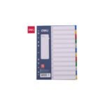 Intercalaire Numérique en plastique DELI 5725A avec index 1-12 gris