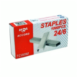 Lot de 10 boites de 1000 AGRAFES 24/06 ACCORD STAPLES TC0090 - 36 GRAMMES