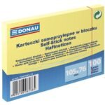 Lot de 4 blocs de notes adhésives DONAU – 105 × 76 mm – 100 feuilles – Jaune (7587001-11)