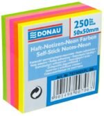 Bloc de notes adhésives DONAU – 50 × 50 mm – 250 feuilles – Couleurs Néon & Pastel (7575001PL-99)