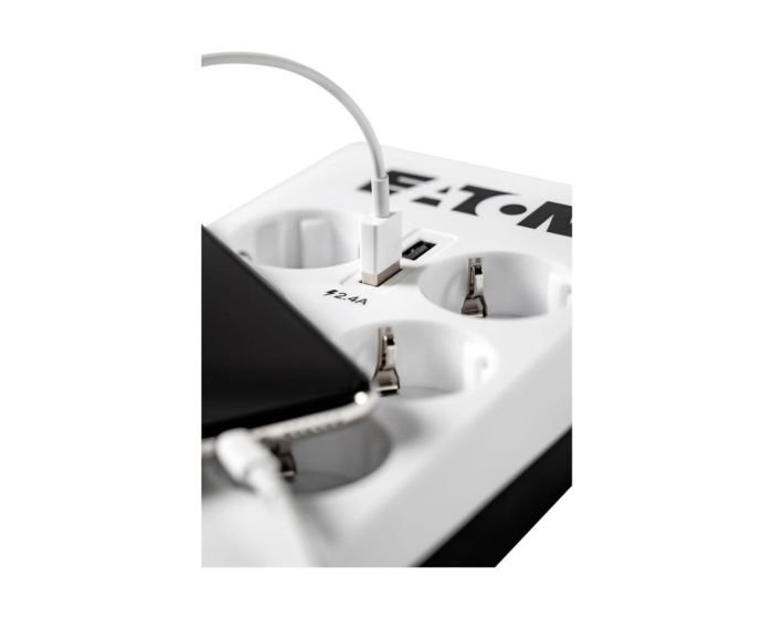 Multiprise parasurtenseur Eaton Boîtier de Protection PB8TUF 8 prises avec 2 portes de téléphone – Image 4