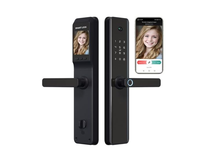 Serrure de porte intelligente électronique SMART CAMERA DOOR LOCK – TUYA WiFi APP, Empreinte digitale, RFID, Code & Clé (ES296C) – Image 2