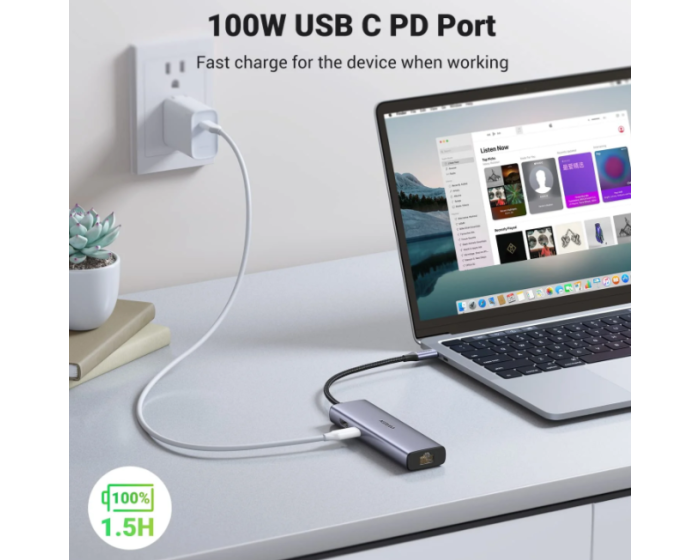 Station d accueil Ugreen USB-C 7 en 1 Supporte PD (Power Delivery) 100W Recharge (90568) – Image 7