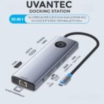 Station d’accueil uvantec uv600 Multiport 10-en-1 - type-c to 2x usb3.0 | usb-c | 3.5 jack audio | hdmi 4k | vga | sd | tf | rj45 | pd 100w