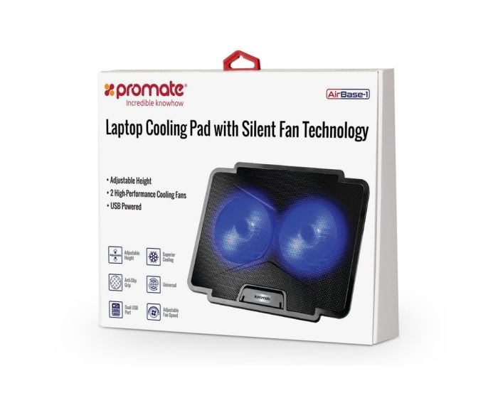 Support de refroidissement Promate AirBase-1 pour ordinateur portable avec technologie de ventilateur silencieux – Image 6