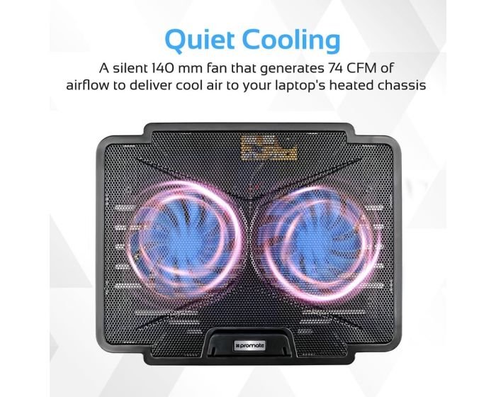 Support de refroidissement Promate AirBase-1 pour ordinateur portable avec technologie de ventilateur silencieux – Image 9