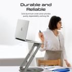 Support ergonomique Promate DeskMate-6 multi-niveaux pour ordinateur portable jusqu’à 17’’ en aluminium – Image 4