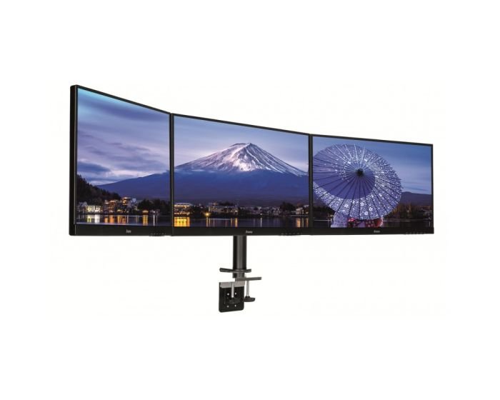 SUPPORT Triple bras de bureau IYAMA DS1003C-B1 pour trois écrans plats jusqu’à 27’’ – Image 5
