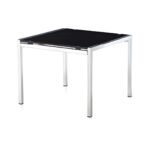 Table basse VERRA avec 4 pieds 60 x 60 cm en verre noir & chrome – Image 2