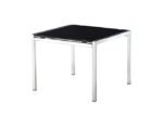 Table basse VERRA avec 4 pieds 60 x 60 cm en verre noir & chrome